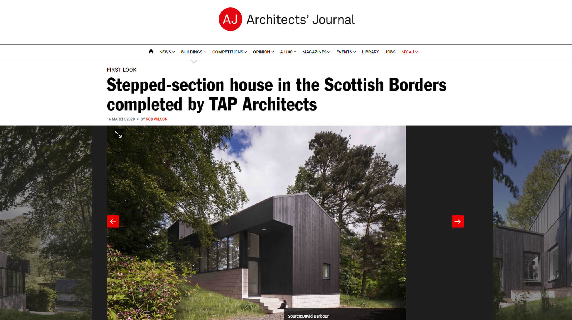 The Architects’ Journal feature Woodland House, 